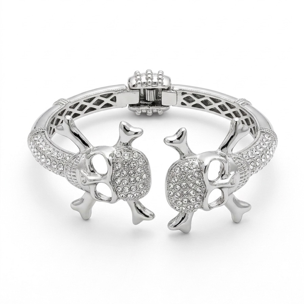 Silver Skull and Crossbones Bracelet